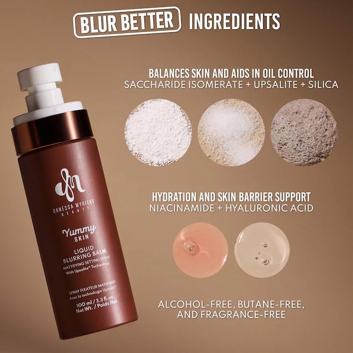 Yummy Skin Liquid Blurring Balm - Mattifying Setting Spray with Niacinamide | Vegan, 3.3 oz