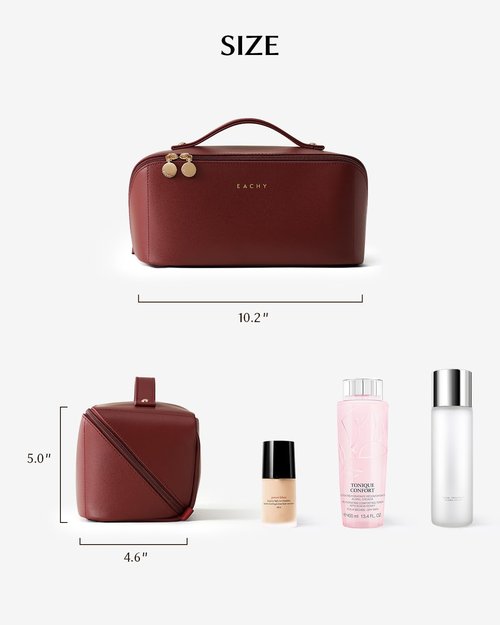 EACHY Travel Makeup Bag,Large Capacity Cosmetic Bags for Women,Portable Pouch Open Flat Toiletry Bag Make up Organizer with Divider and Handle