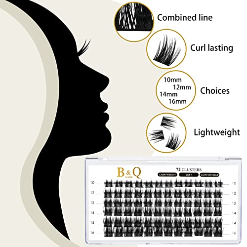 Lash Clusters B52 D Curl 10mm DIY Eyelash Extensions 72 Clusters Lashes Volume Individual Lashes Eyelash Clusters Extensions Individual Lashes Cluster DIY at Home (B52,D-10mm)