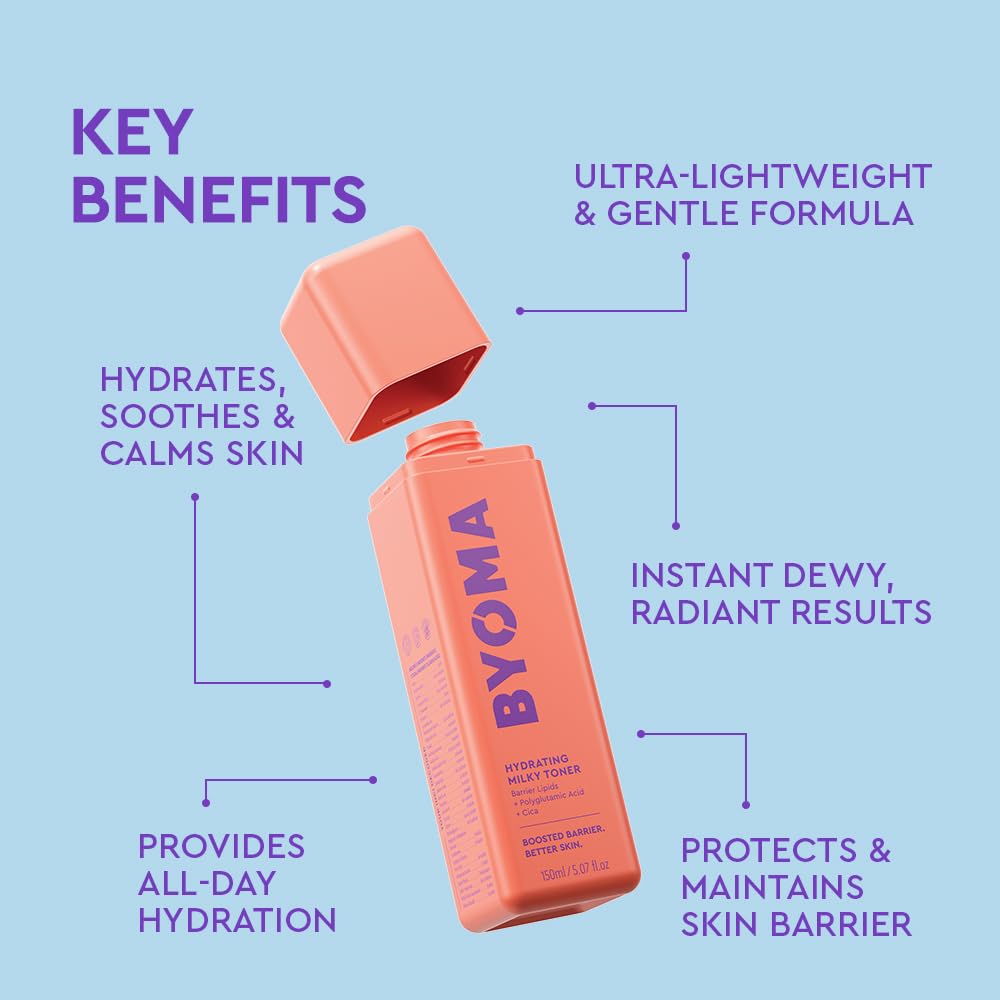 BYOMA Hydrating Milky Toner - Ultra Hydrating Face Toner for Dewy Skin - Soothes, Locks in Moisture - 5.07 fl oz