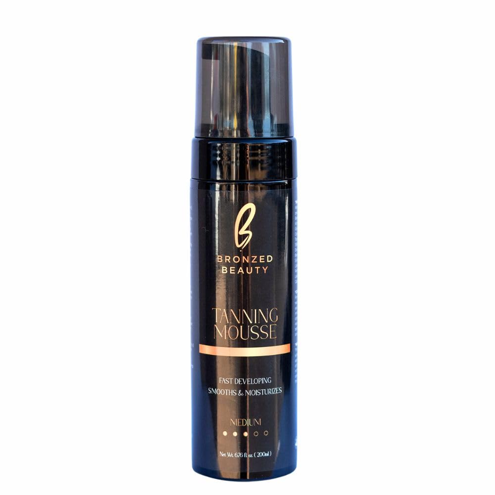 Bronzed Beauty Self-Tanning Mousse Kit - Medium 6.7fl oz Fast-Drying Body Bronzer with Mitt | Hydrating Aloe Vera & Vitamin E