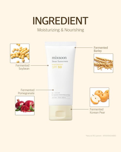 Mixsoon Bean Sunscreen - Lightweight SPF 50 Korean Sunscreen for Face | No White Cast, Non-Sticky, 50ml