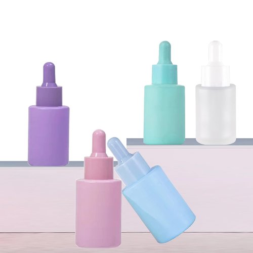 AGENIZ 4 Pack 1oz Glass Dropper Bottle,Blue Glass Dropper Bottles with 2 Funnels & 2 Lotion Pumps,30 ml Eye Dropper Bottles For Essential Oils,Serums,Lotion,Tincture Bottles (D-Blue)