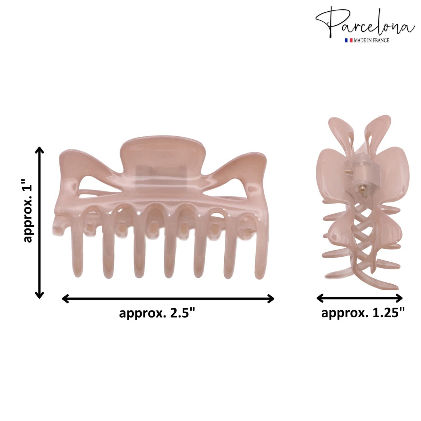 Parcelona French Classic Small 2.5" Celluloid Jaw Hair Claw Clips for Women and Girls (Blush Pink-Tortoise Shell)