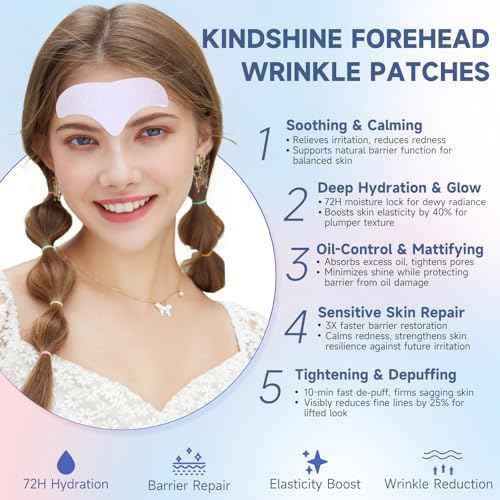 40PCS Forehead Wrinkle Patches, Forehead Face Masks, Anti Wrinkle Facial Patches with Hyaluronic Acid & Collagen, Overnight Forehead Patches for Wrinkles Smoothing