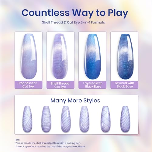 Beetles Blue Cat Eye Gel Polish, 15ML Blue Cat Eye Glitter Gel Polish with Magnet Shimmer Velvet Gel Soak Off UV Stellar Ocean Collection French Nail Art Design Manicure Summer Gifts for Women
