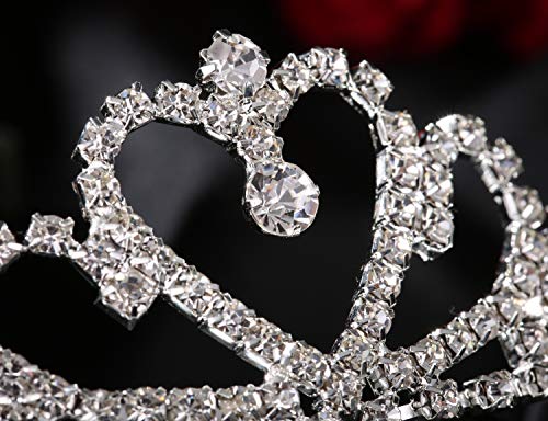 Lovelyshop Mini Heart Rhinestone Tiara for Wedding Bride Prom Birthday Pegeant Prinecess Party-1 Pack