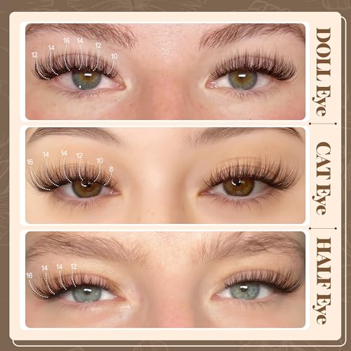 Wispy Lash Clusters Kit Natural Lash Extension Kit C Curved Eyelash Extension Kit 10-16mm Eyelash Clusters Thin Band Cluster Eyelash Extensions Kit 154pcs Individual Lashes by Lanflower