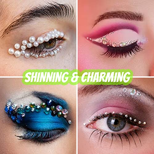 3 Sheets Eye Body Face Gems Jewels Rhinestone Stickers Temporary Tattoo Gems Self Adhesive Crystal Makeup Face Stick Gems for Festival Accessory and Nail Art Decorations (#1)