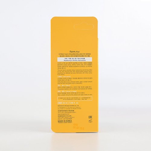 Farmstay Citrus Yuja Vitalizing Rolling Eye Serum – Vitamin C Care with Niacinamide & Hyaluronic Acid for Wrinkle, Puffiness, Deep Hydrating & Cooling, Korean Skin Care, for Women & Men 0.8 fl oz