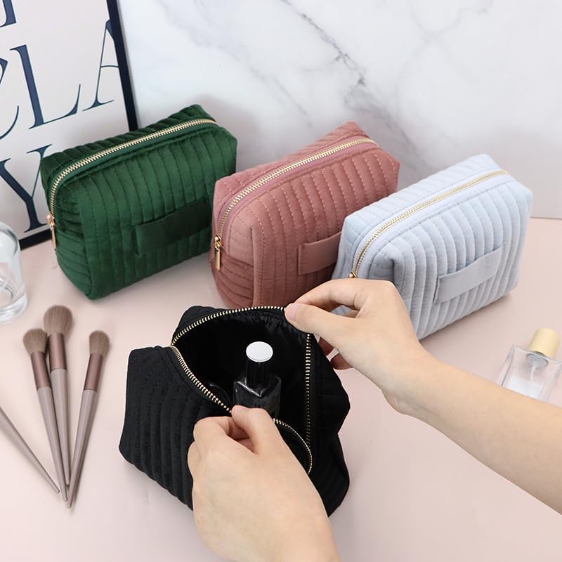 Skiennix Velvet Travel Makeup Bag - Soft Cosmetic Organizer for Women | Ideal Gift for Teachers & Nurses