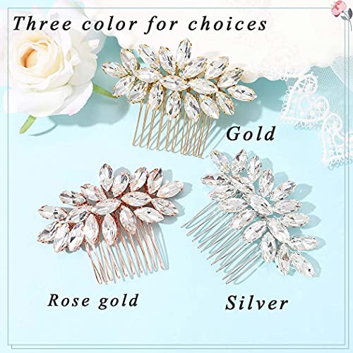 Unicra Rhinestone Bride Wedding Hair Comb Crystal Bridal Hair Piece Bridesmaids Hair Accessories for Women Prom Party Hair Clips (A-Silver)