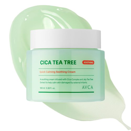 AVCA Quick Calming Cica Tea Tree Cream - Soothing Moisturizer for Sensitive Skin | 100ml (3.38 fl. oz)