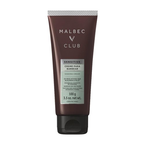 Malbec Club Sensitive Shaving Cream for Men - Lightweight, Non-Foaming Hydration | 3.5 Ounce