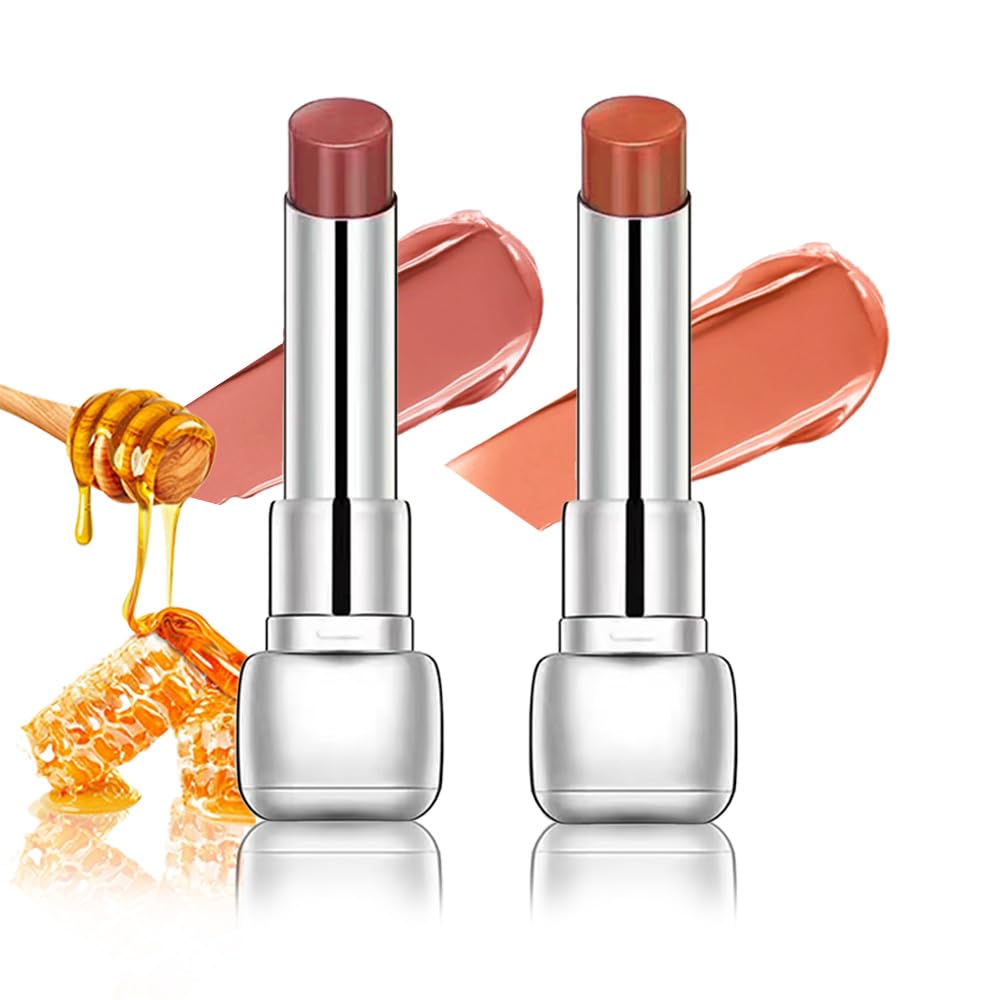 Skiennix Plumper Moisturizing Butter Lipstick - Nourishing Hydrating Lip Balm | 2-Pack Pale Nude & Orange