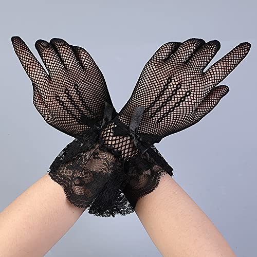 Malaxlx 3 Pairs Womens Long Lace Gloves Elbow Length Fingerless Lace Gloves Bridal Gloves for Wedding Opera Party