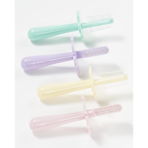 grabease Finger Toothbrush for Toddler Baby Toothbrush Baby Training Double Sided Toothbrush, BPA-Free & Phthalate-Free for Baby & Toddler, 4 Pack, Lavender, Blush Mint, Yellow