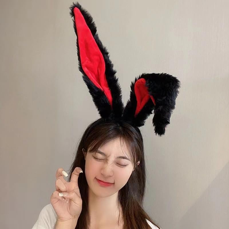 BRILISLE Bunny Ears Headband Furry Rabbit Ear Hair Accessory, Party Prom Cosplay Headwear Costumes for Women and Girls