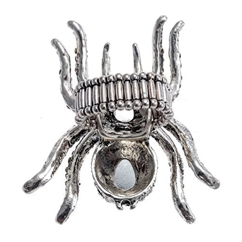 YACQ Women's Spider Stretch Rings Fit Finger Size 6.5 To 9 - Elastic Soft Band Perfect for Arthritis - Silk Scarf Holders - Lead & Nickle Free - 2-1/4 x 2-1/4 Inches - Halloween Costume Accessories