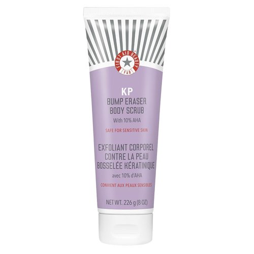 First Aid Beauty KP Bump Eraser Body Scrub - 10% AHA Exfoliator for Keratosis Pilaris | 8 oz, Sensitive Skin Safe