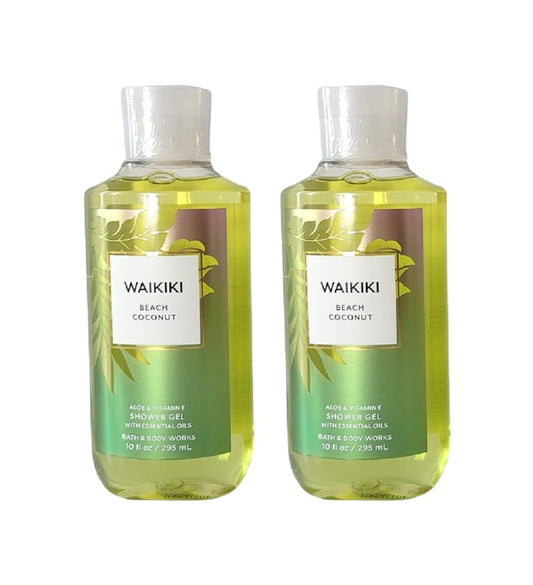 Bath & Body Works Shower Gel Gift Sets For Women 10 Oz 2 Pack (Waikiki Beach Coconut)
