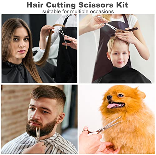 Hair Cutting Scissors Kit,11 Pcs Professional Haircut Scissors Kit with Cutting Scissors,Thinning Scissors,Neck Duster Brush,Comb,Barber Cape,Hair Clips,Hairdressing Shears Set for Barber and Home