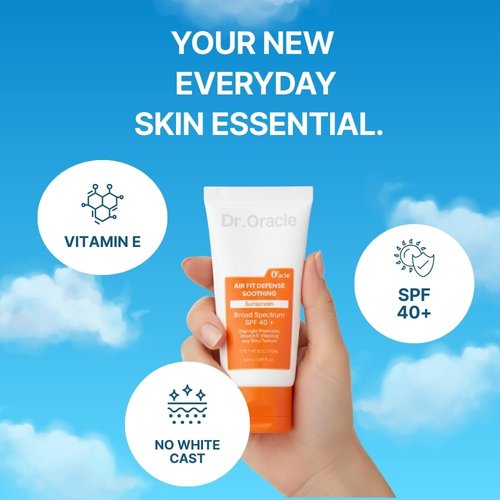 Dr. Oracle Air Fit Defense Sunscreen - SPF 40+ Soothing Formula, No White Cast, Lightweight Hydration, 1.69 fl. oz