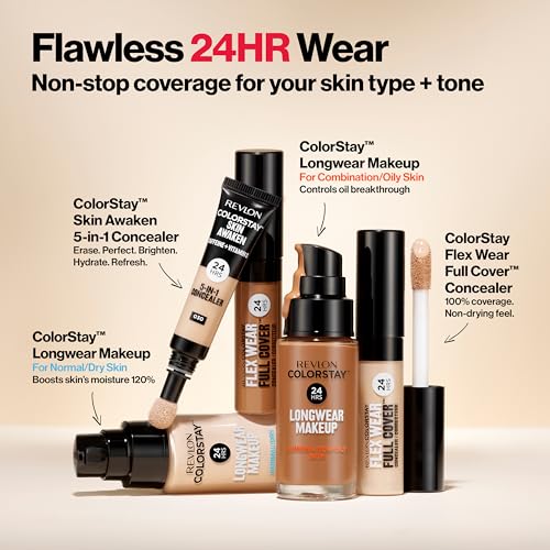 Revlon Liquid Foundation, ColorStay Face Makeup for Combination & Oily Skin, SPF 15, Medium-Full Coverage with Matte Finish, Sun Beige (392), 1.0 oz