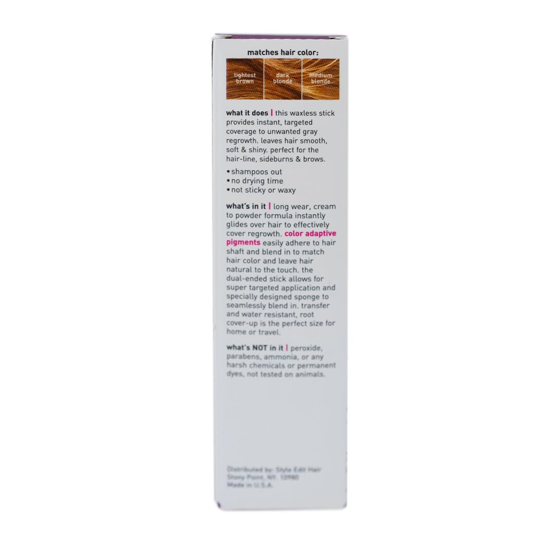 Style Edit Root Touch Up Stick - Temporary Gray Hair Concealer | Salon-Quality, Transfer-Resistant | Light Brown, 0.11 oz
