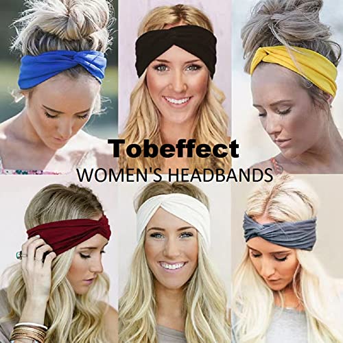 Tobeffect Non-Slip Headbands for Short Hair - Yoga, Workout, Running Sport Elastic Hair Twist Turbans and Wraps for Women and Girls