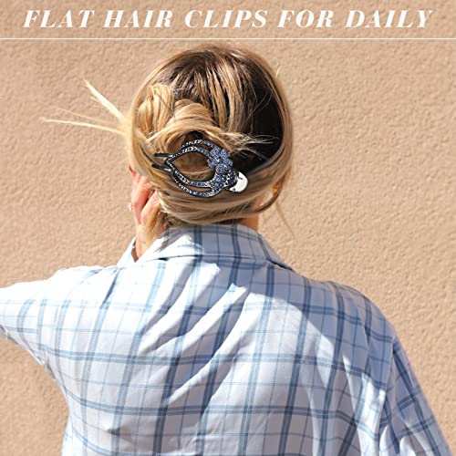 French Concord Flat Hair Clips - 6PCS Curved Hair Claw No Slip Hair Clips Volume Strong Hold Clip Hair Claw for Women Girls (5PCS Spark Curved(Medium,4"))