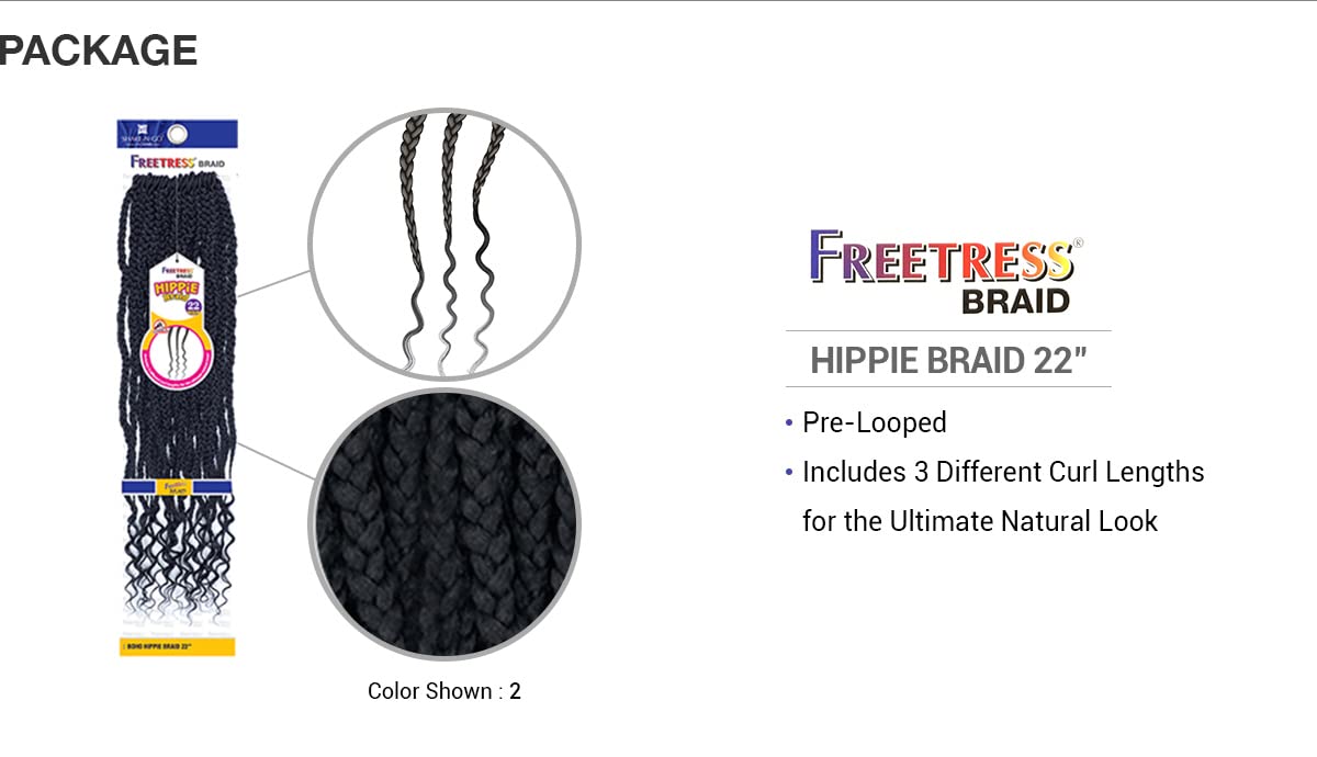 HIPPIE BRAID 22" (4 Medium Brown) - Freetress Synthetic Crochet Braiding Hair