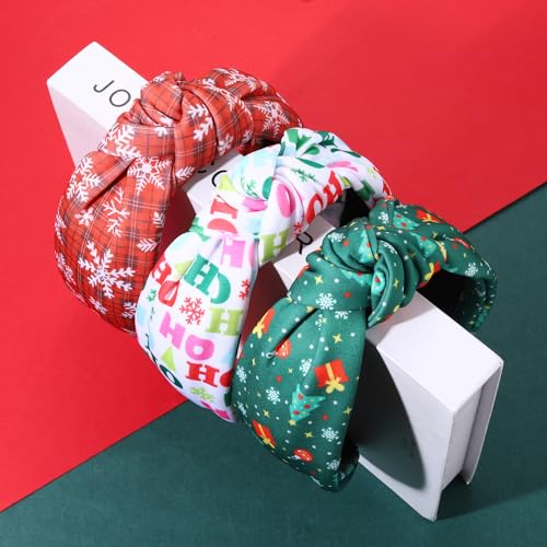 NVENF Halloween Christmas Thanksgiving New Year Headband for Women Festive Holiday Knotted Headband Hair Accessories Gifts (Christmas E)