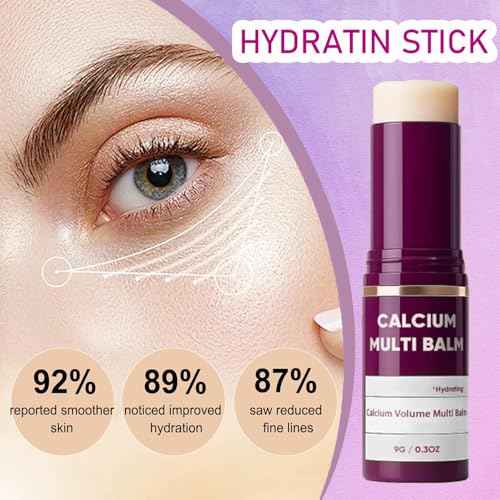 Calcium Multi Balm Stick, Calcium Volume Multi Balm, Moisturizer Stick, Korean Skin Care, Under Eye Cream for Dark Circles & Wrinkles, Hydrating, Firming Skin, Suitable for Eyes, Neck, Face (1)
