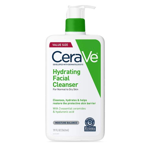 CeraVe Hydrating Facial Cleanser - Moisturizing Face Wash with Hyaluronic Acid & Ceramides for Dry Skin | Eczema Association Certified