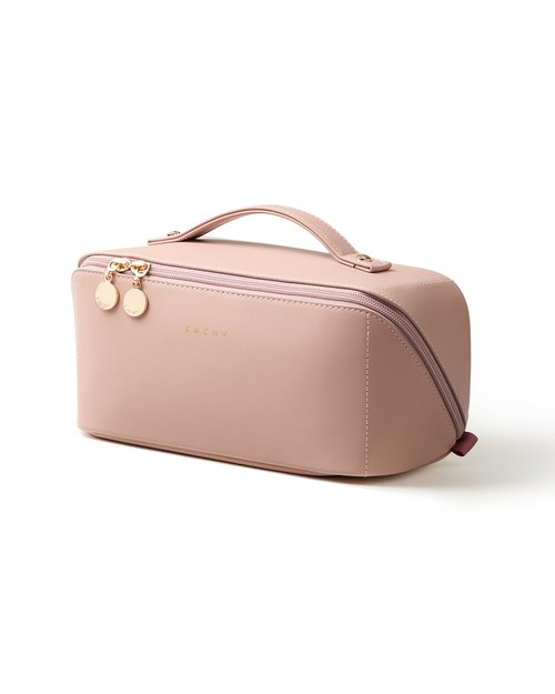 EACHY Travel Makeup Bag,Large Capacity Cosmetic Bags for Women,Waterproof Portable Pouch Open Flat Toiletry Bag Make up Bag with Divider and Handle