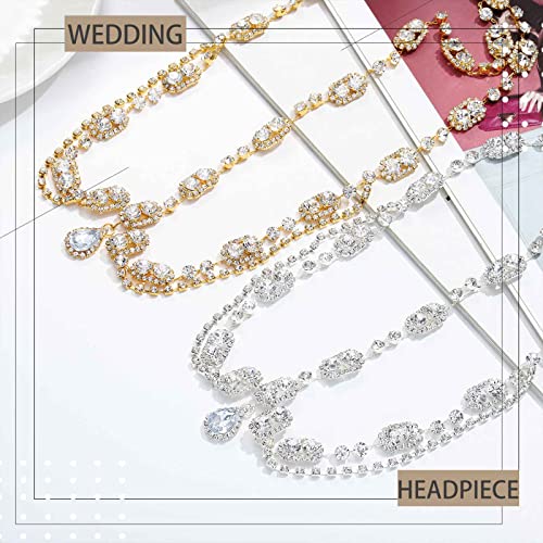 Acenail Rhinestone Head Chain Hair Jewelry Wedding Bride Headpieces Gold Headbands Women Head Jewelry Boho Hair Chains Bridal Halloween Hair Accessories (Gold)