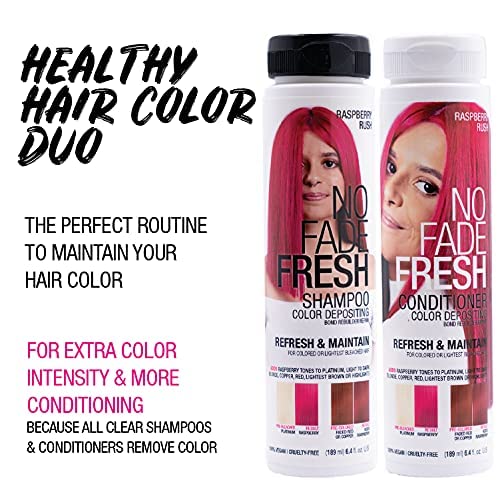 Raspberry Color Depositing Shampoo - Hot Pink Semi Permanent Hair Color with BondHeal Bond Rebuilder - Magenta Hair Dye 6.4 oz