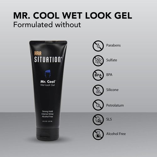 Mr. Cool Hair Gel - Strong Hold & High Shine | Anti-Humidity & Frizz Control, 8 Fl Oz