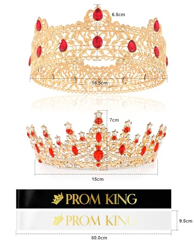 Crowns for Men Women King Royal Crown with Black Rhinestone Crystal Queen Royal Round Crown Halloween Medieval Princess Costume for Wedding Hair Accessories Homecoming Prom Party Decorations (4 Pcs)