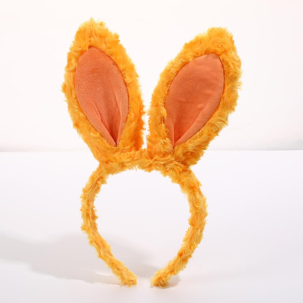 Xansema Women Girls Plush Bunny Headband Cute Rabbit Ear Hairband Halloween Cosplay Costume Party Headwear (A-Yellow)