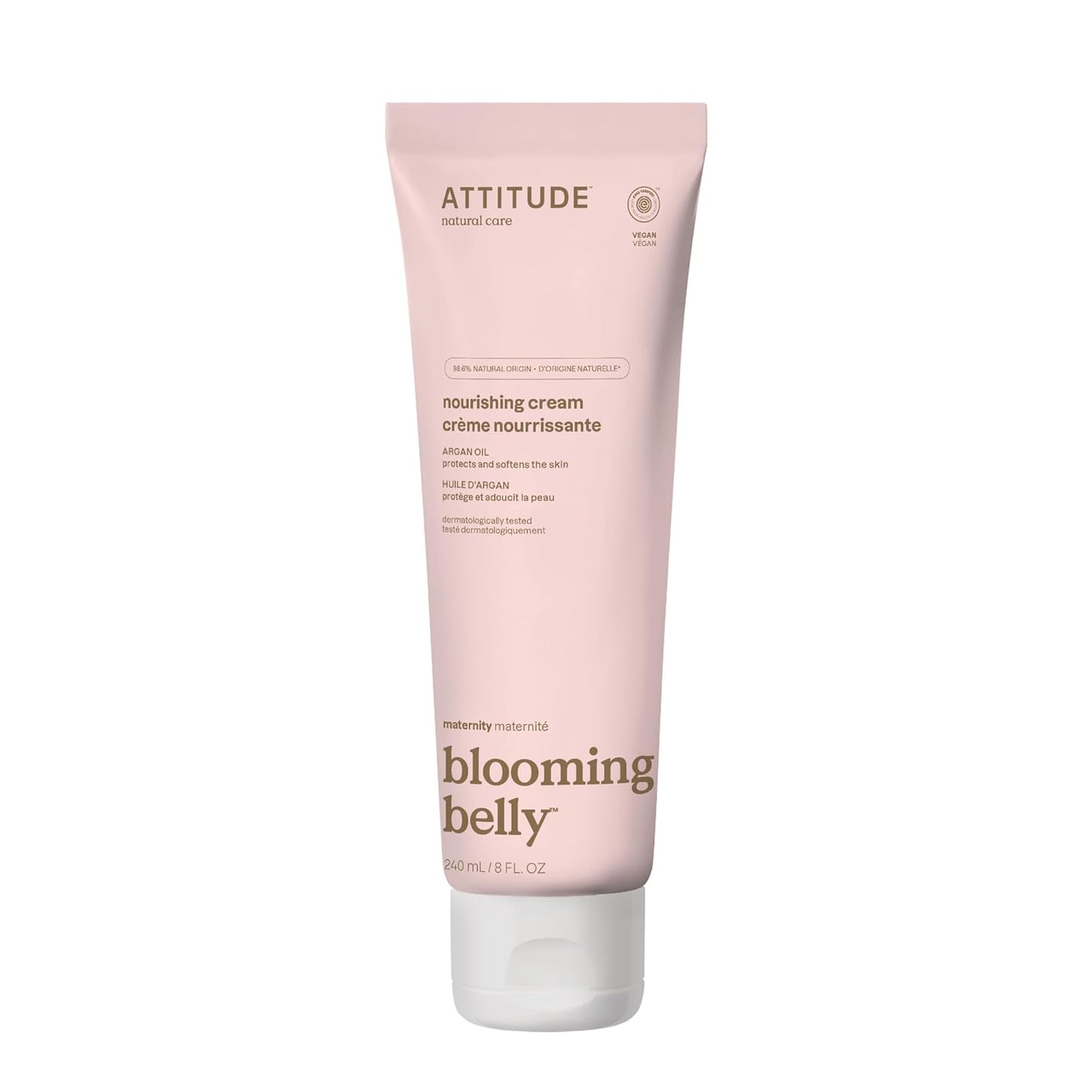 ATTITUDE Pregnancy Nourishing Body Cream - EWG Verified, Vegan & Plant-Based with Argan Oil | 8 Fl Oz