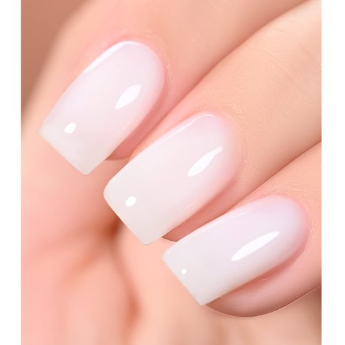GAOY Milky White Jelly Nude Gel Nail Polish Set, 6 Transparent Colors Sheer Pink Orange Soak Off UV Light Cure Gel Polish Kit for Salon and Nail Art DIY at Home
