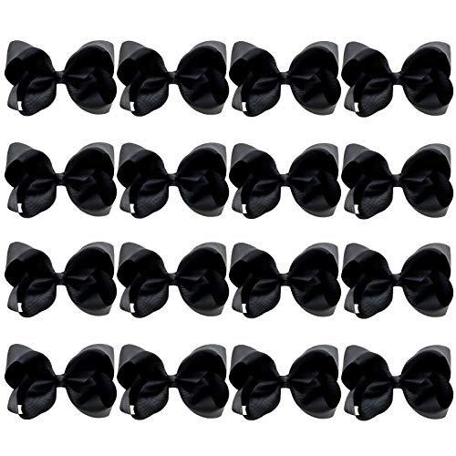 DEEKA 16 PCS 4" Hand-made Hair Bow Grosgrain Ribbon Solid Color Hair Bow Alligator Clips Hair Accessories for Little Teen Toddler Girls -Black