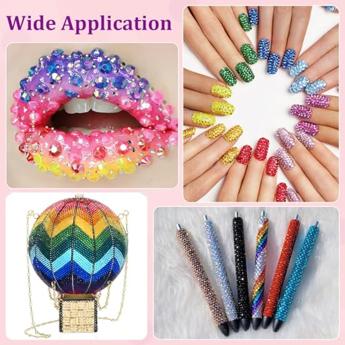16000Pcs Resin Rhinestones for Crafting, Gold Non Hotfix Flatback Gems, Bedazzling Crystal with 3Pcs 10ml B7000 Jewelry Glue for DIY Crafts Clothing Tumblers Shoes Fabric Nail Art