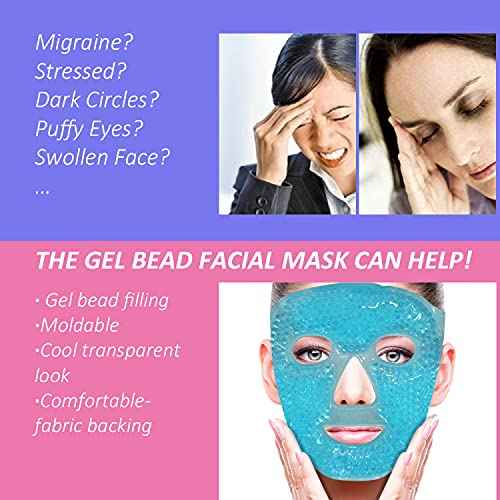 ZN?CUET?D Cold Face Eye Mask Ice Pack Reduce Facial Puff, Dark Circles, Gel Beads Hot Heat Cold Compress Pack, Face SPA for Woman Sleeping, Pressure, Headaches, Skin Care, Post Laser Care[Blue]
