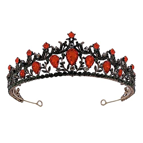 SH Red Queen Crown for Women, Wedding Tiara for Bride, Rhinestone Tiaras and Crowns, Crystal Costume Hair Accessories for Birthday Prom Pageant Prom Celebration