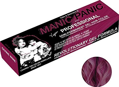 MANIC PANIC Professional Divine Wine - Medium Violet Based Red Semi Permanent Gel Hair Color - Lasts Through 40+ Washes - No Developer Required (3oz)