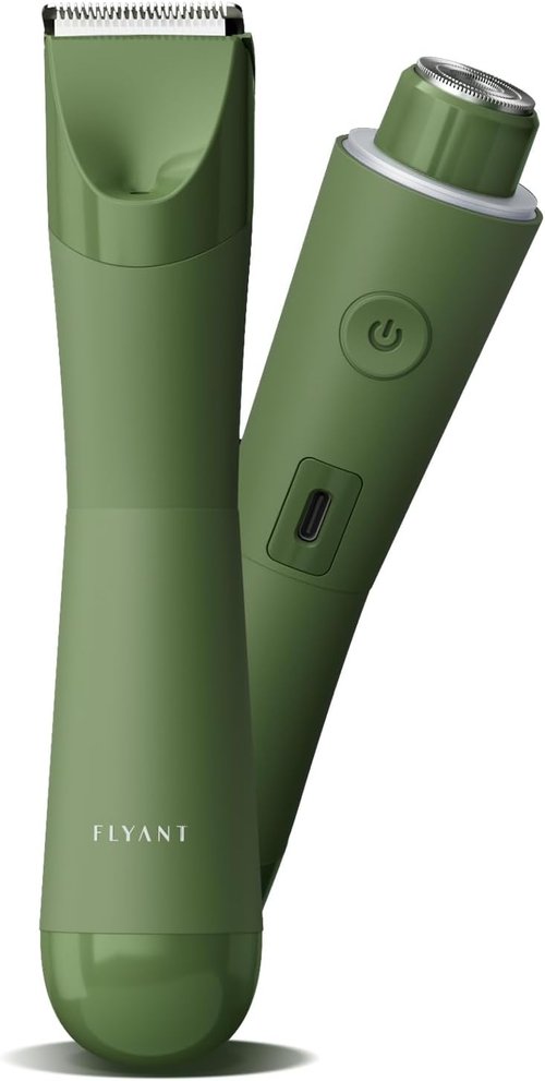 Flyant Bikini Trimmer - 2 in 1 Electric Shaver for Women | Waterproof IPX7 with LED Light - Green