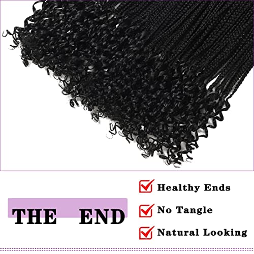 Crochet Box Braids Hair with Curly Ends 7 Packs Pre Looped Crochet Braids Goddess Box Braids Crochet Box Braid Hair(14 inch,1B)